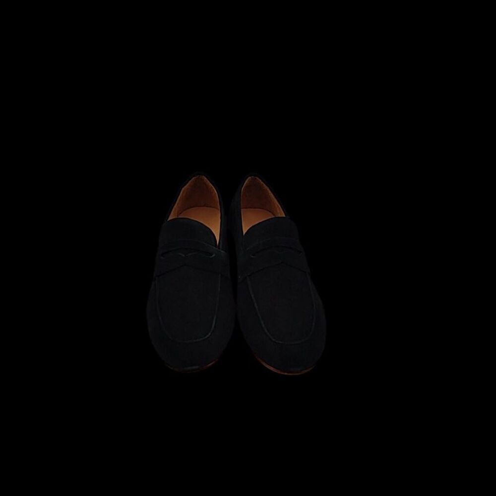 Quince Italian Suede Penny Loafer Black Shoes 5.5